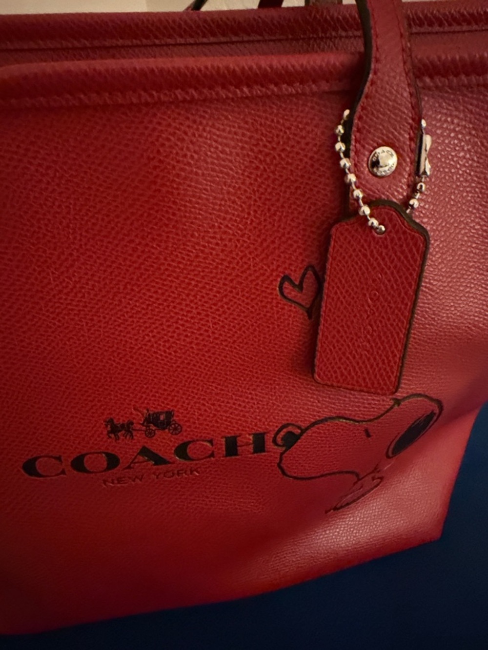 Coach Red Leather Tote with Snoopy Illustration. Never used. - Picture 4 of 5